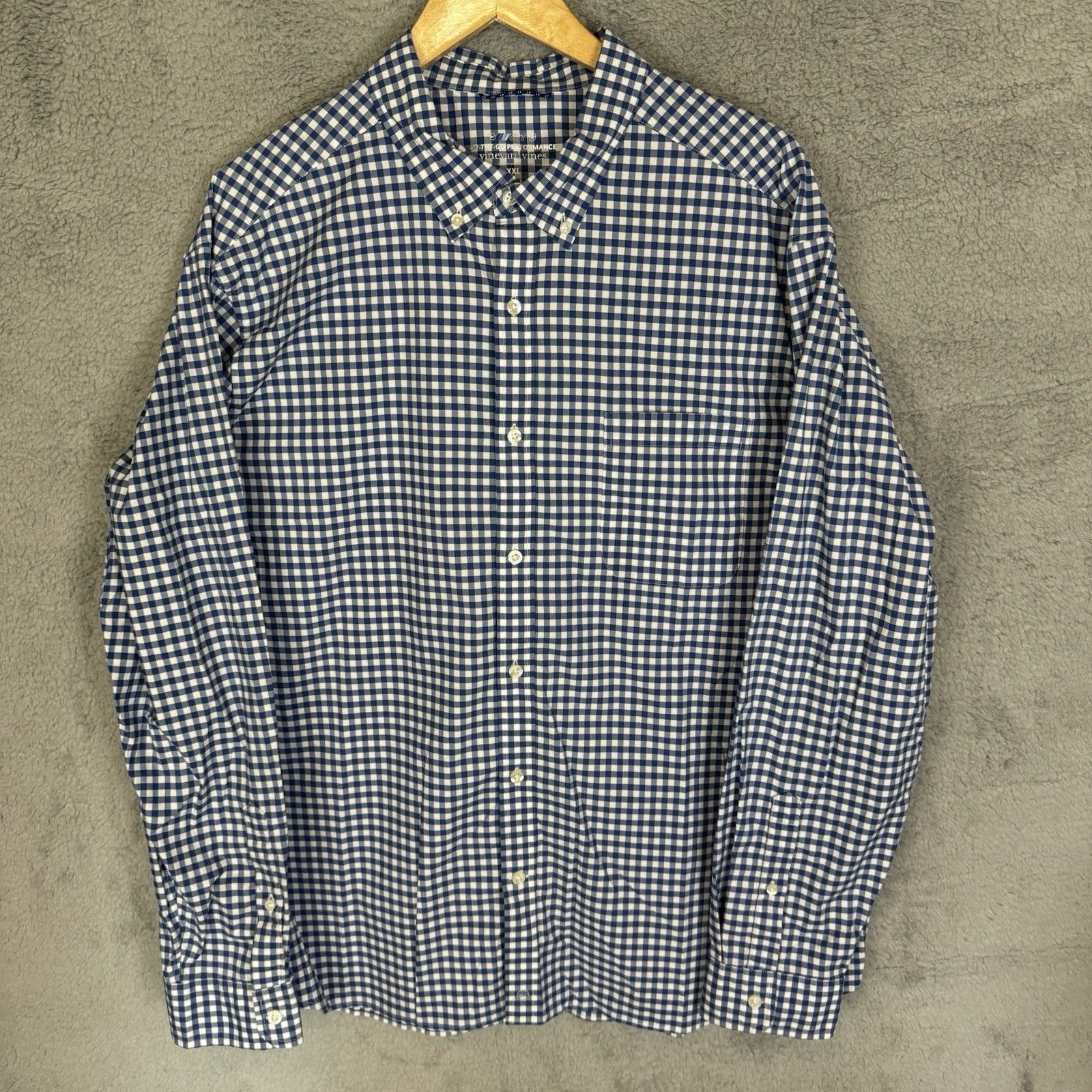 Vineyard Vines Shirt Men's Xxl Blue Check Brrr On The Go Button Down Long Sleeve